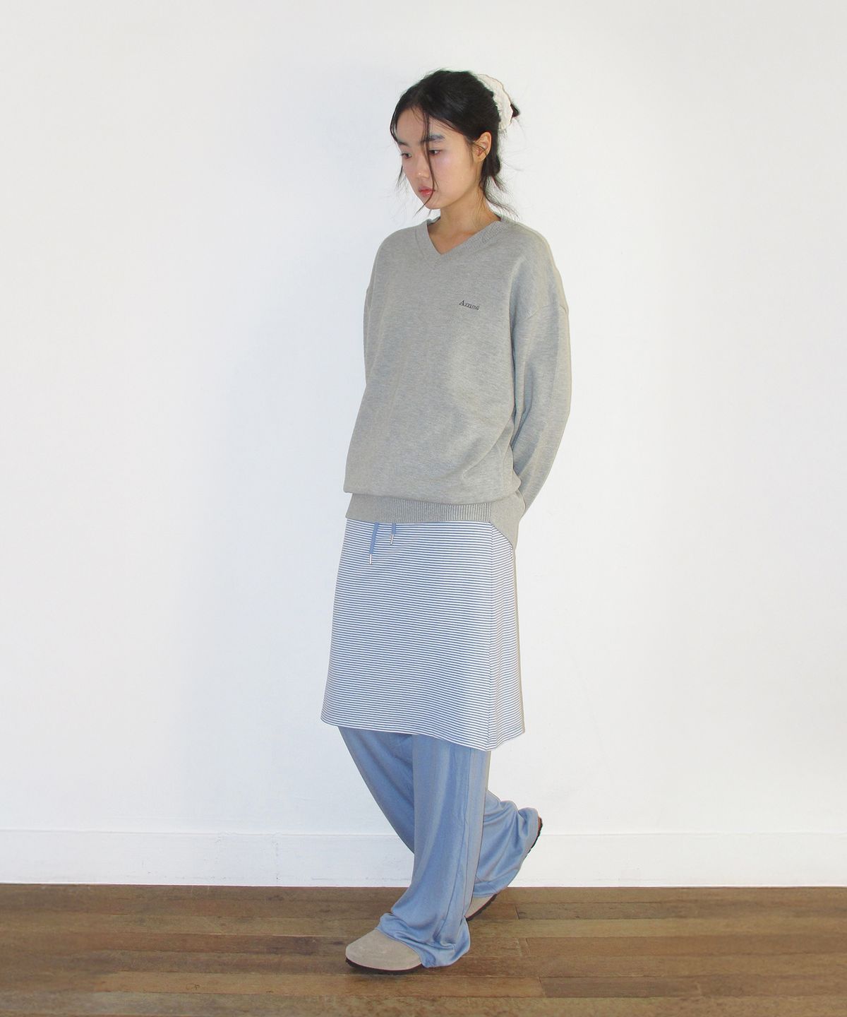 아메스 월드와이드(AMES-WORLDWIDE) STITCH LAYERED MIDI SKIRT PANTS BLUE