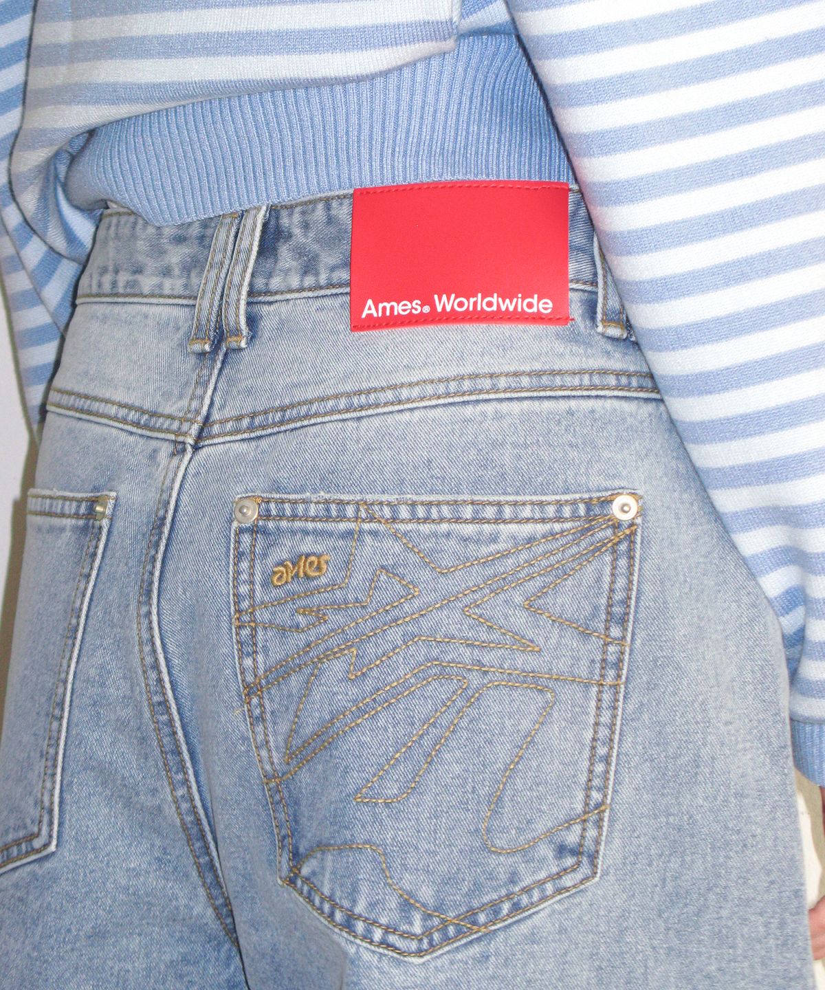 아메스 월드와이드(AMES-WORLDWIDE) FLARED DENIM PANTS LIGHT BLUE
