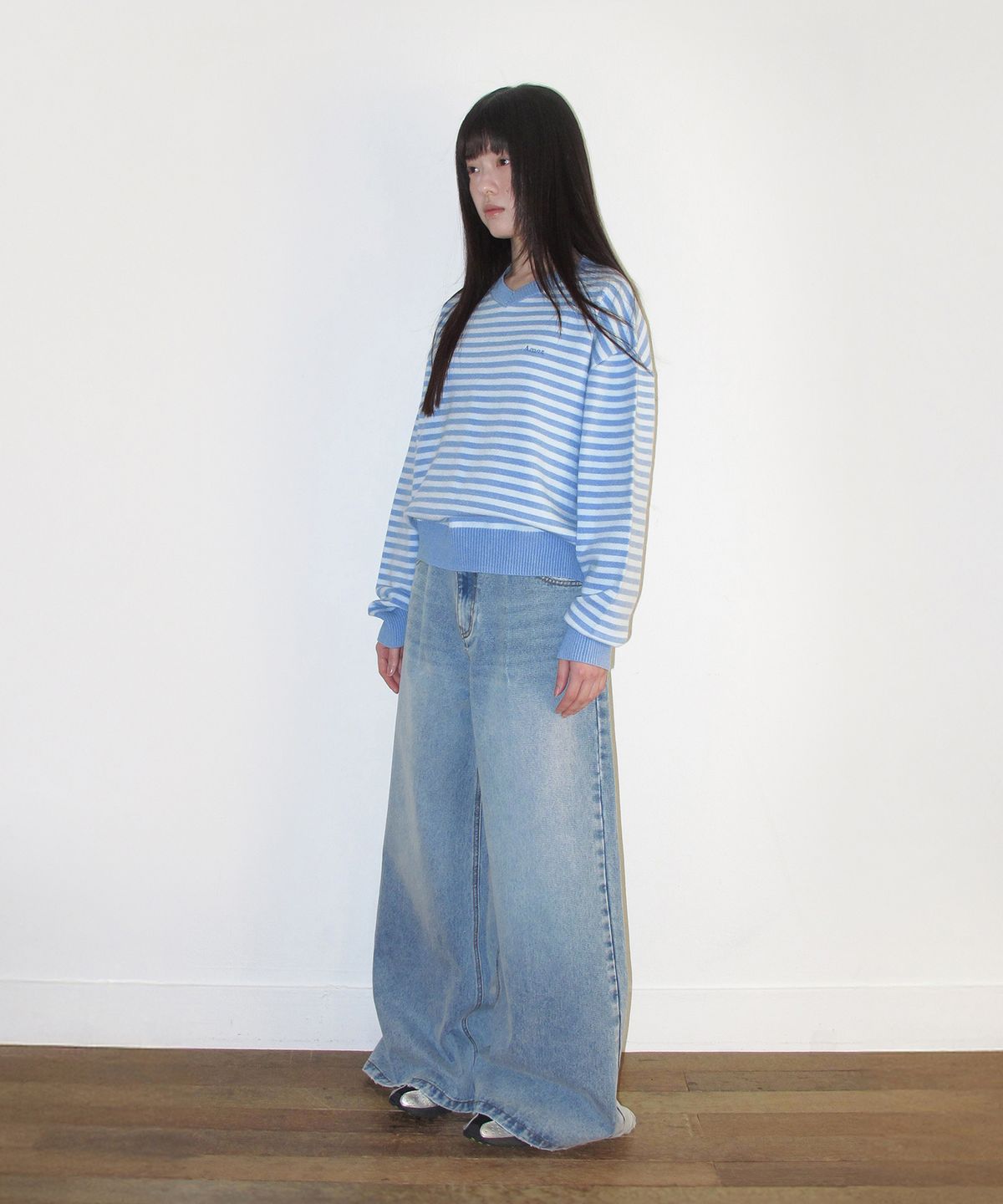 아메스 월드와이드(AMES-WORLDWIDE) FLARED DENIM PANTS LIGHT BLUE