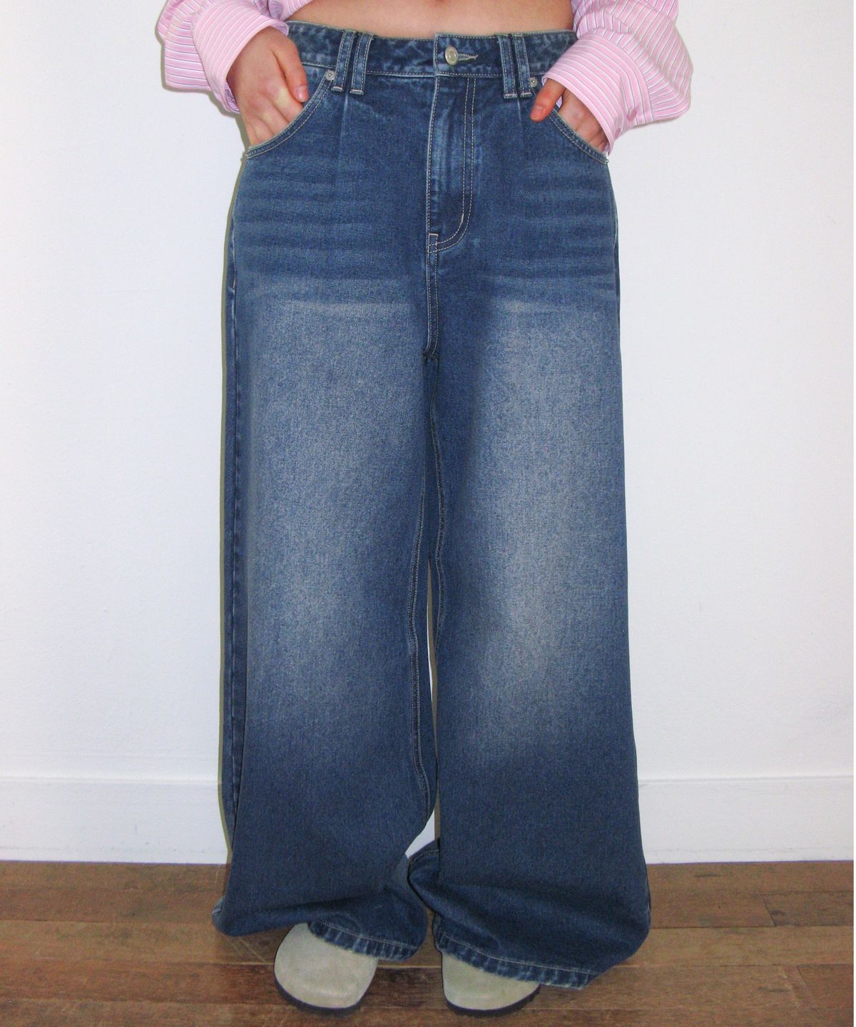 아메스 월드와이드(AMES-WORLDWIDE) FLARED DENIM PANTS BLUE