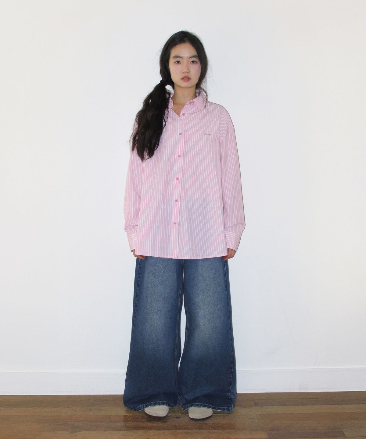 아메스 월드와이드(AMES-WORLDWIDE) FLARED DENIM PANTS BLUE