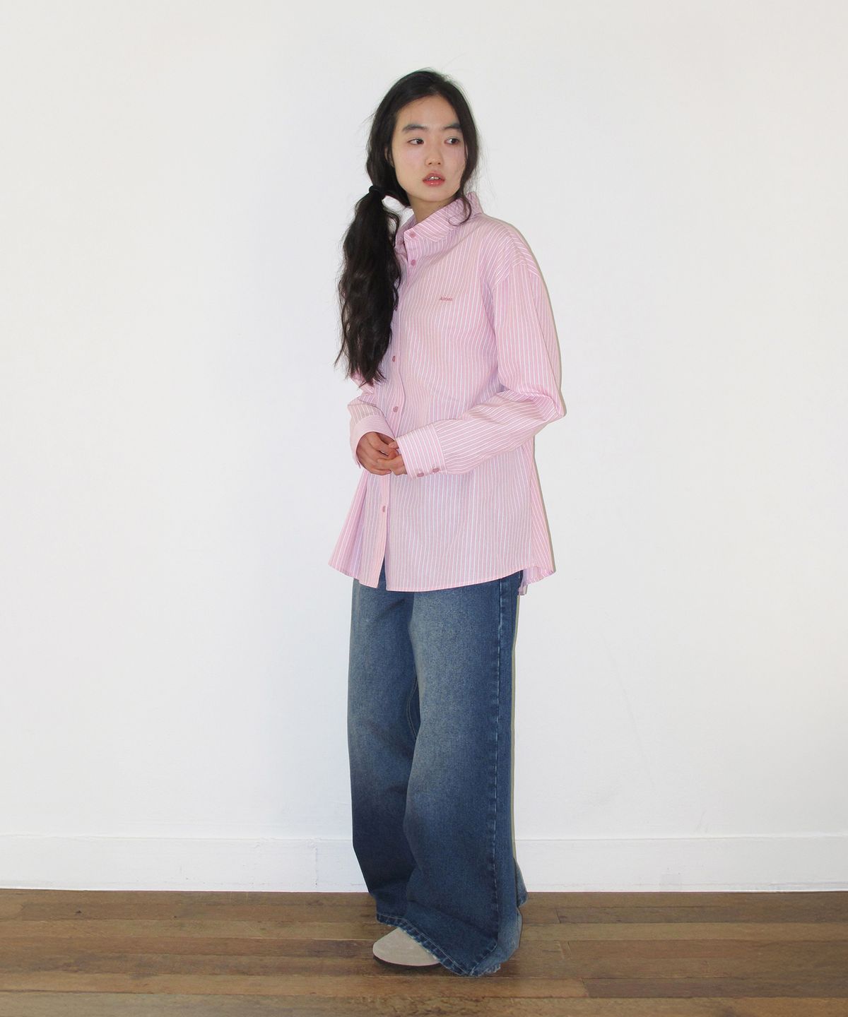 아메스 월드와이드(AMES-WORLDWIDE) FLARED DENIM PANTS BLUE