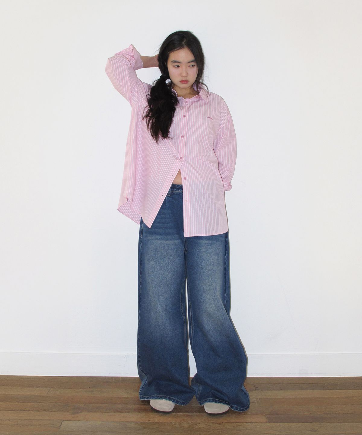 아메스 월드와이드(AMES-WORLDWIDE) FLARED DENIM PANTS BLUE