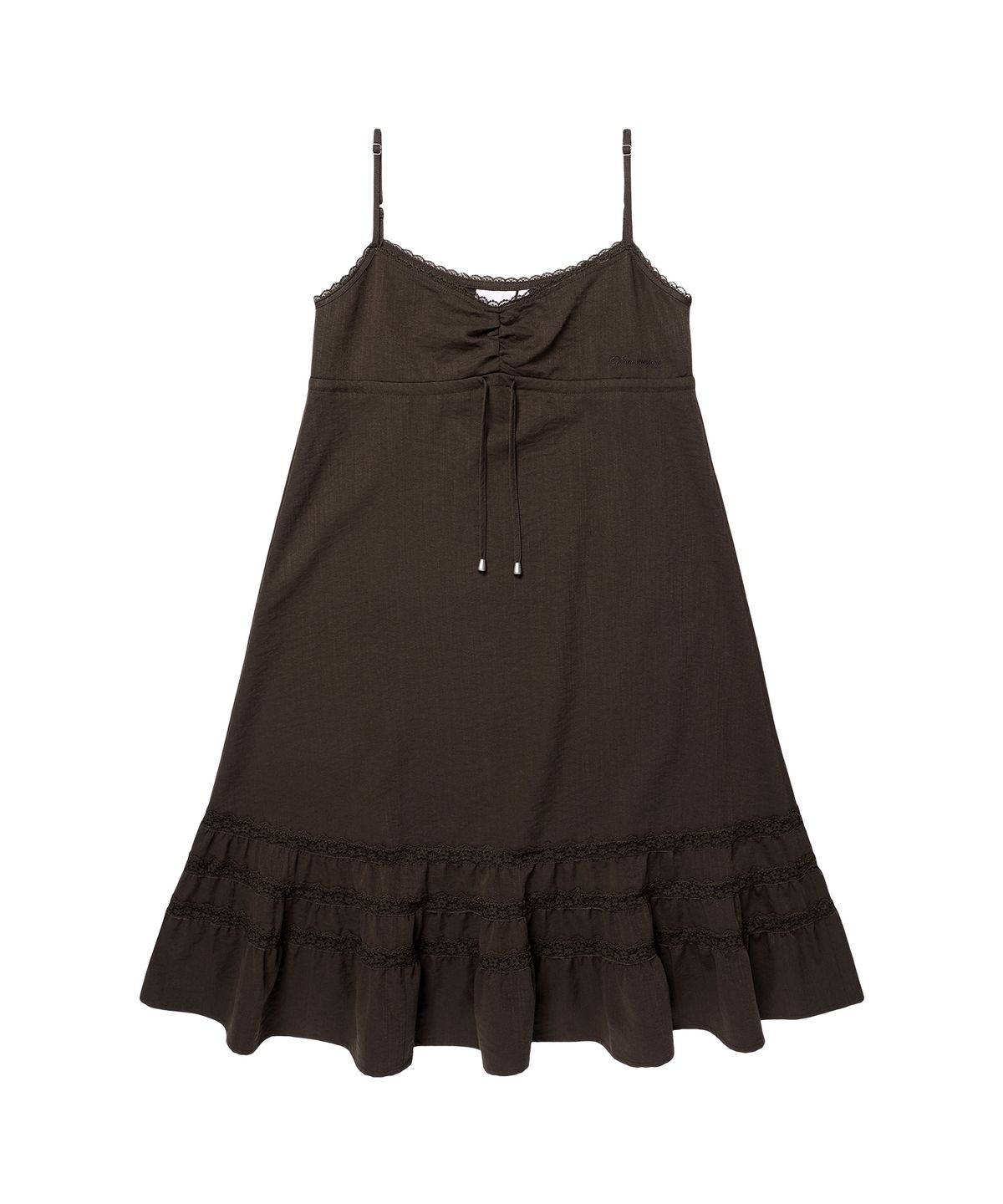 아메스 월드와이드(AMES-WORLDWIDE) LACE SHIRRING DRESS BROWN