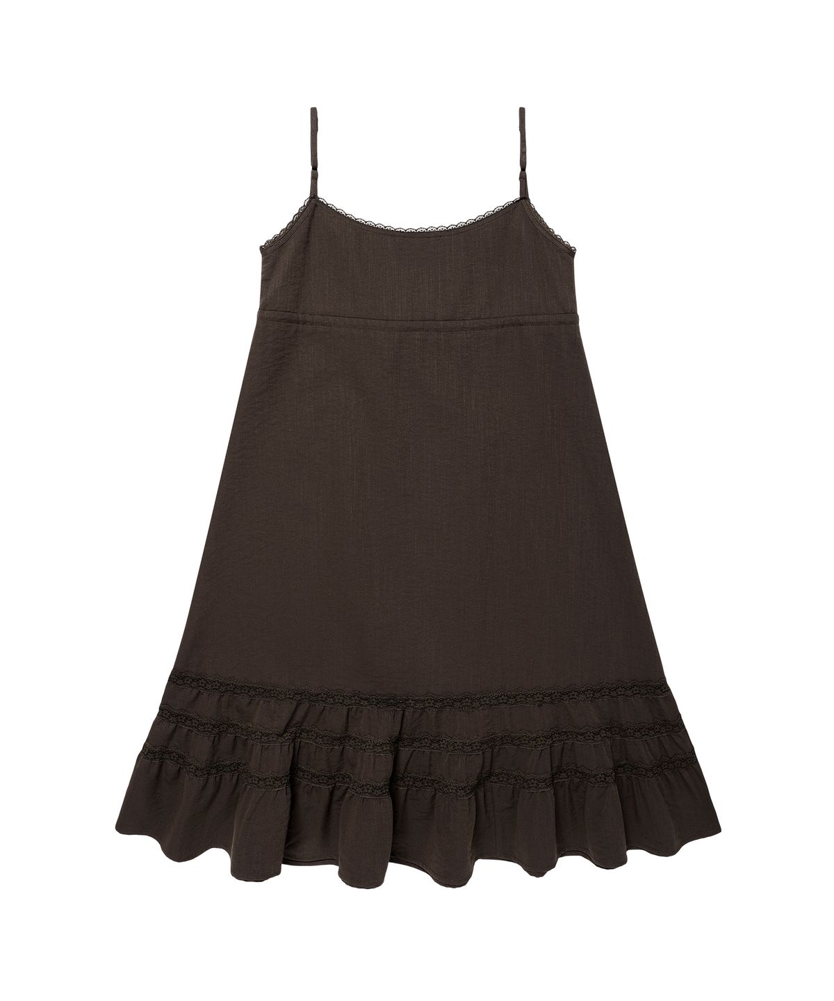 아메스 월드와이드(AMES-WORLDWIDE) LACE SHIRRING DRESS BROWN
