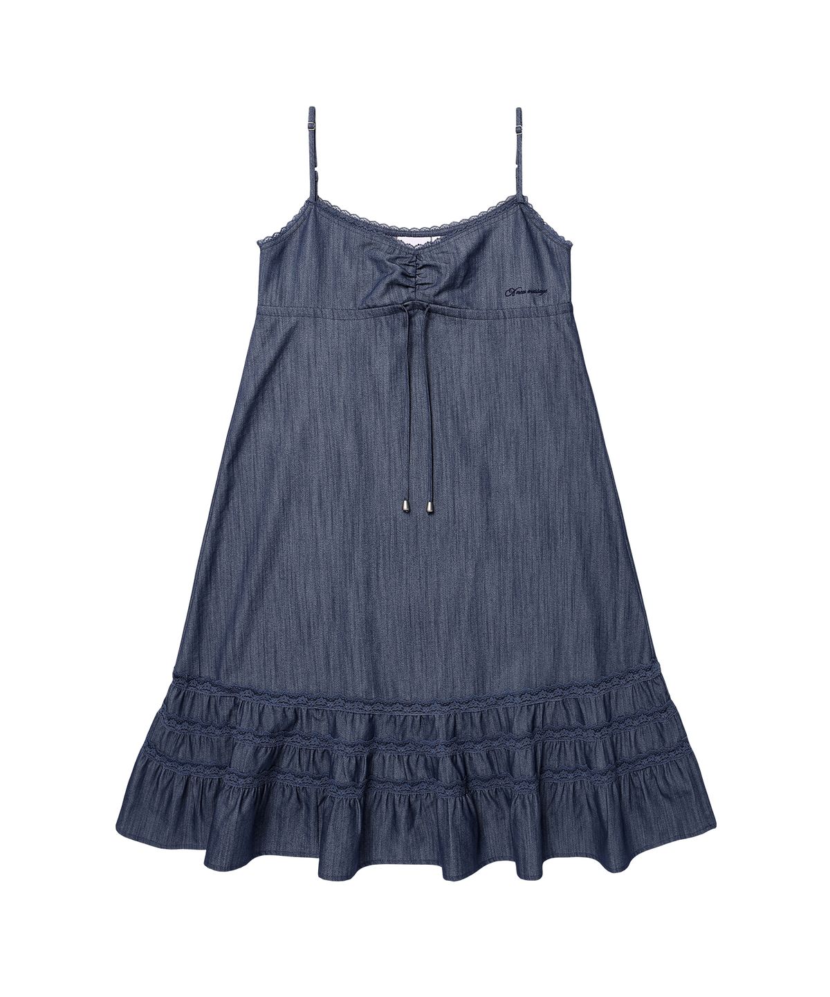아메스 월드와이드(AMES-WORLDWIDE) LACE SHIRRING DRESS BLUE