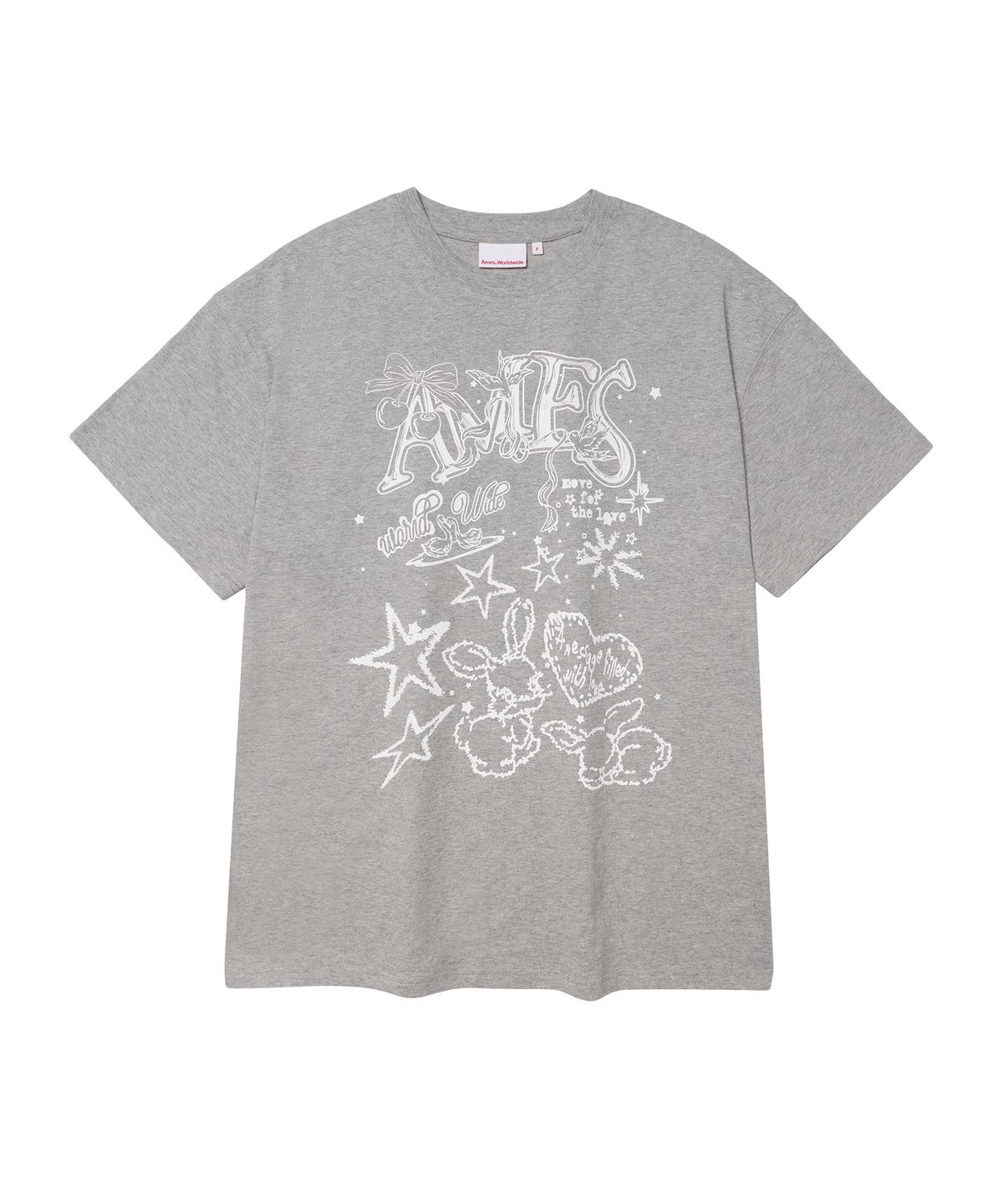 아메스 월드와이드(AMES-WORLDWIDE) RABBIT ART DRAWING TEE GREY