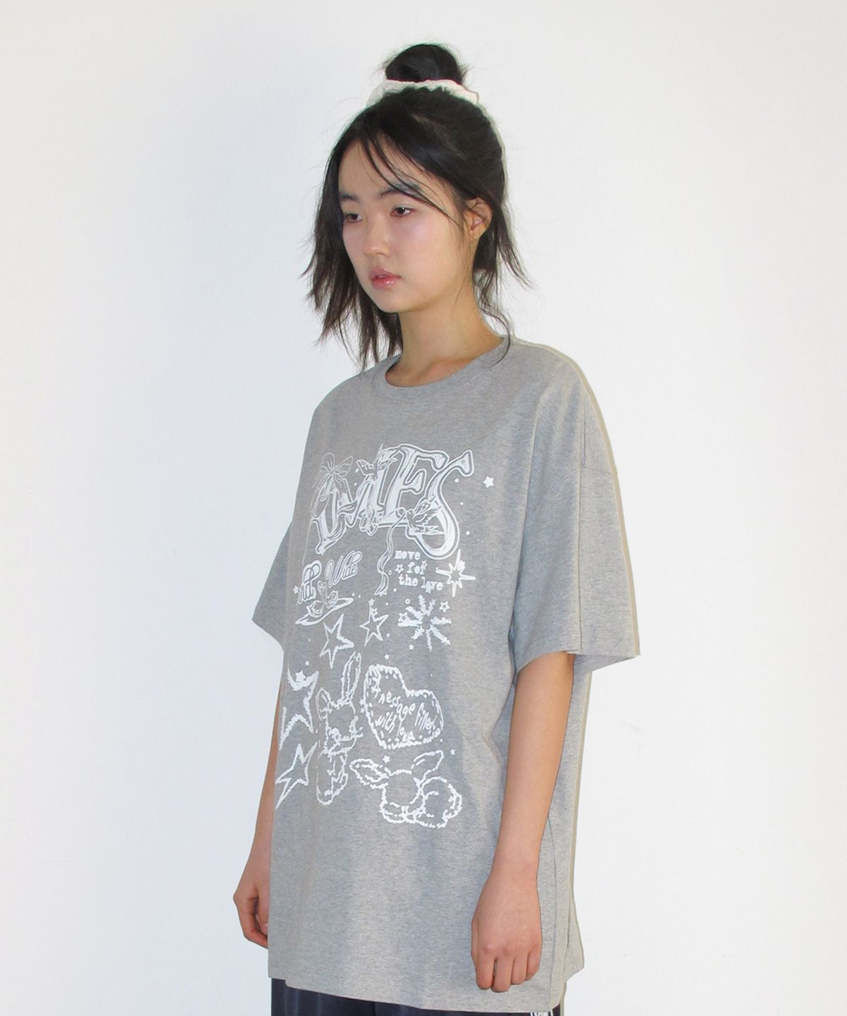 아메스 월드와이드(AMES-WORLDWIDE) RABBIT ART DRAWING TEE GREY