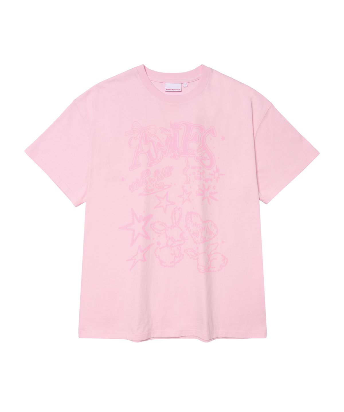 아메스 월드와이드(AMES-WORLDWIDE) RABBIT ART DRAWING TEE PINK