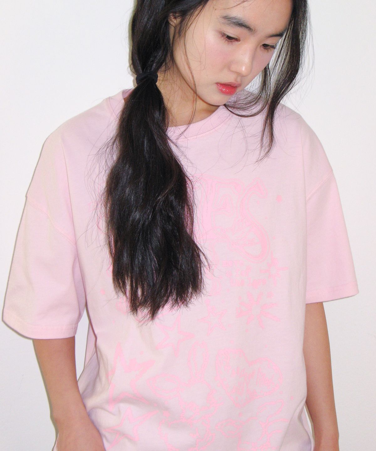 아메스 월드와이드(AMES-WORLDWIDE) RABBIT ART DRAWING TEE PINK
