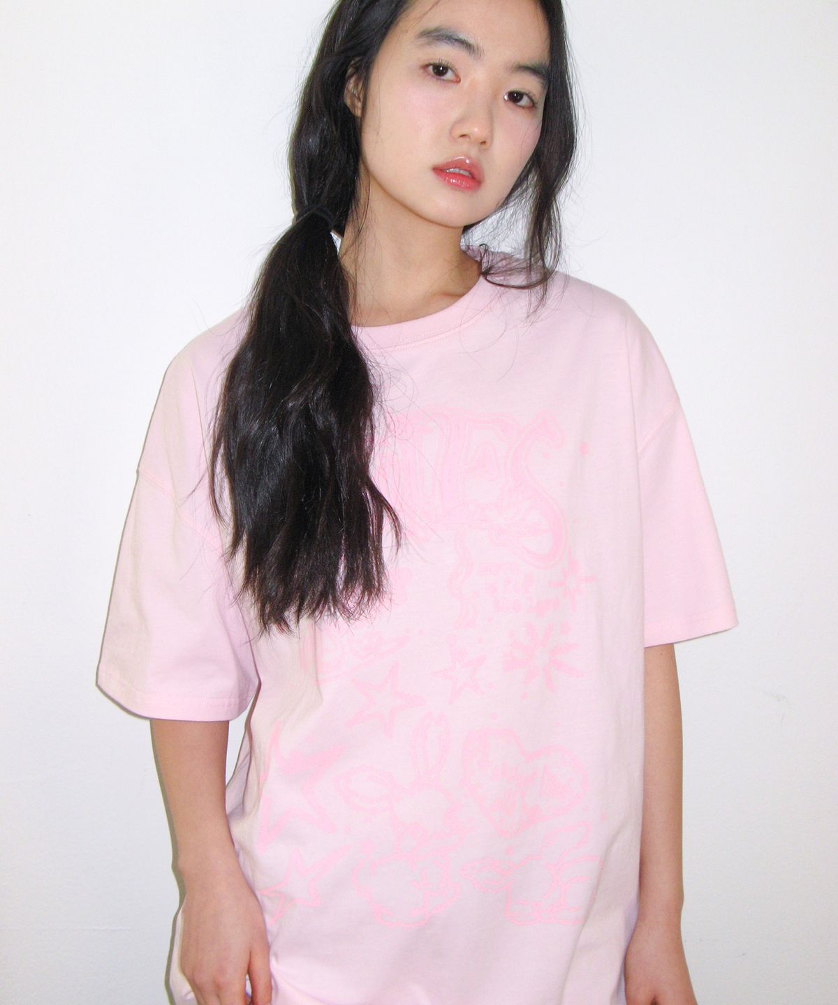 아메스 월드와이드(AMES-WORLDWIDE) RABBIT ART DRAWING TEE PINK