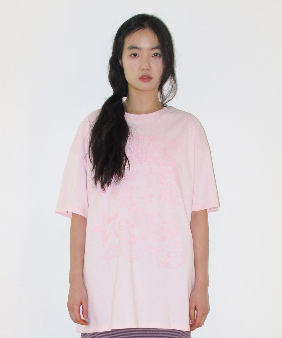 아메스 월드와이드(AMES-WORLDWIDE) RABBIT ART DRAWING TEE PINK