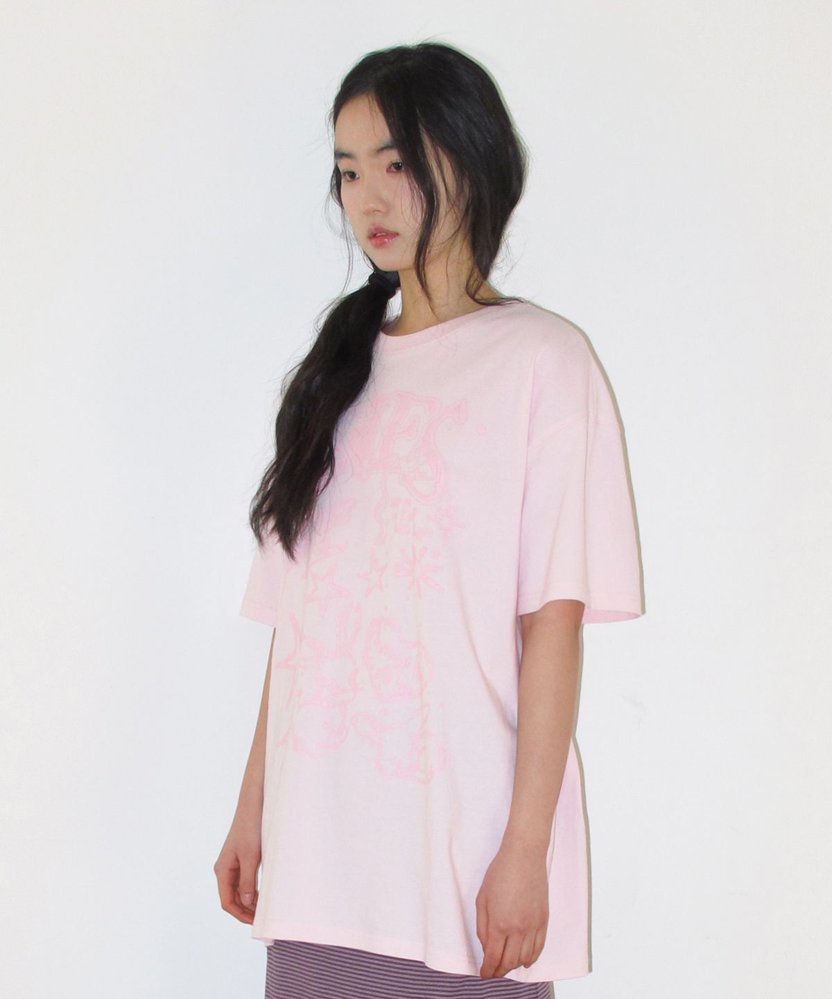 아메스 월드와이드(AMES-WORLDWIDE) RABBIT ART DRAWING TEE PINK