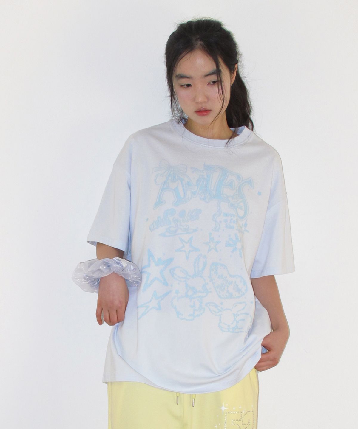 아메스 월드와이드(AMES-WORLDWIDE) RABBIT ART DRAWING TEE BLUE