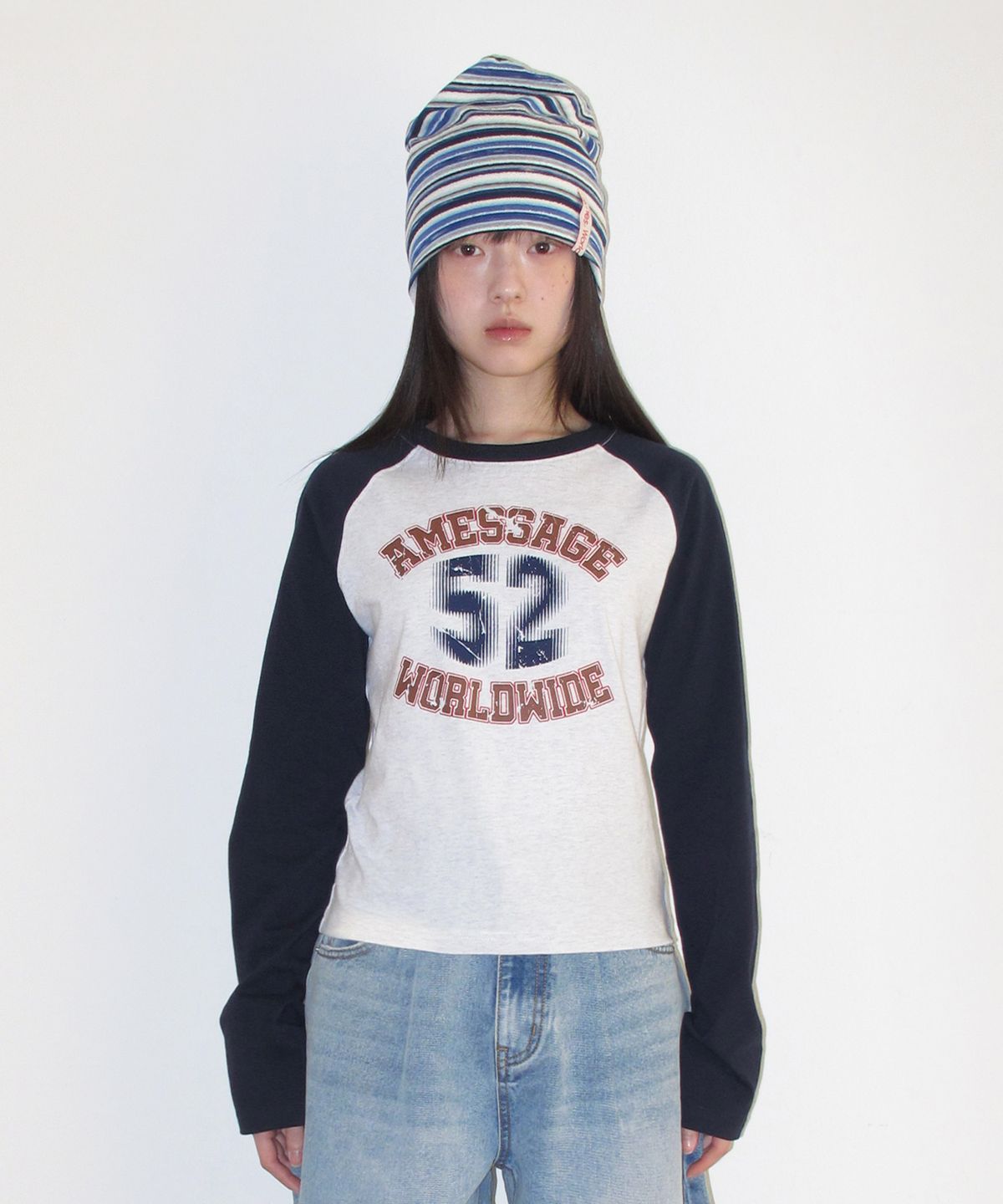 아메스 월드와이드(AMES-WORLDWIDE) VINTAGE 52 RAGLAN LS TEE NAVY