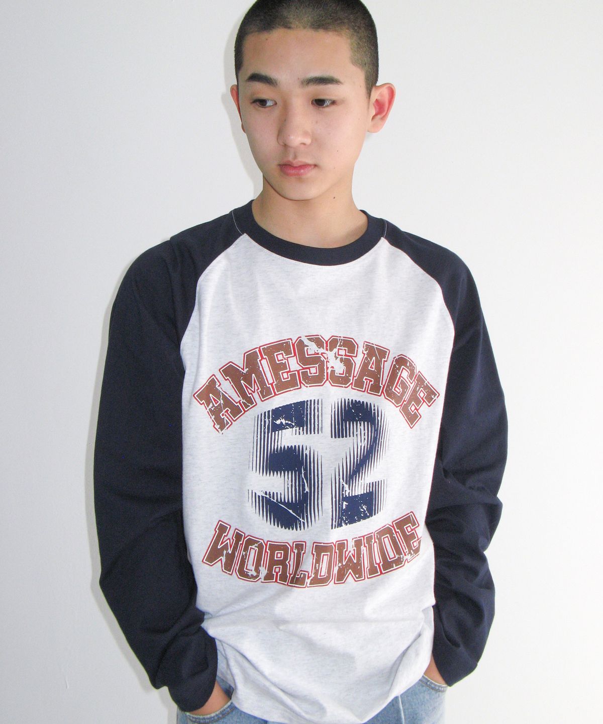 아메스 월드와이드(AMES-WORLDWIDE) VINTAGE 52 RAGLAN LS TEE NAVY