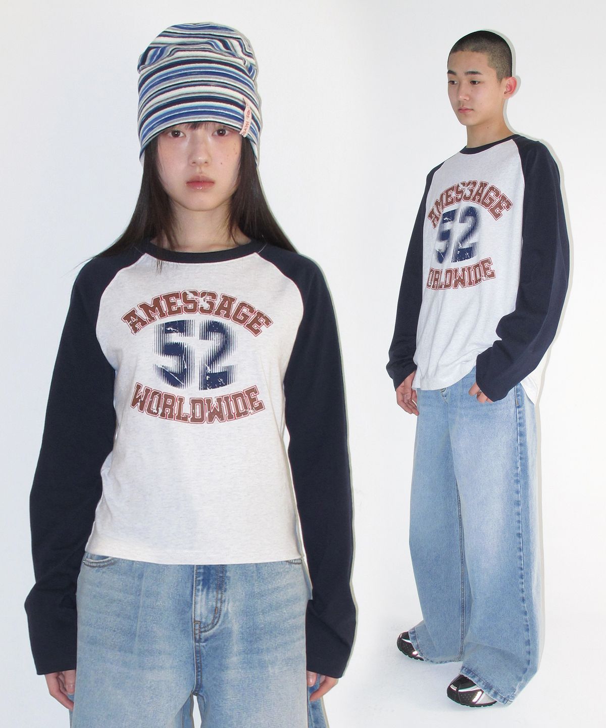 아메스 월드와이드(AMES-WORLDWIDE) VINTAGE 52 RAGLAN LS TEE NAVY