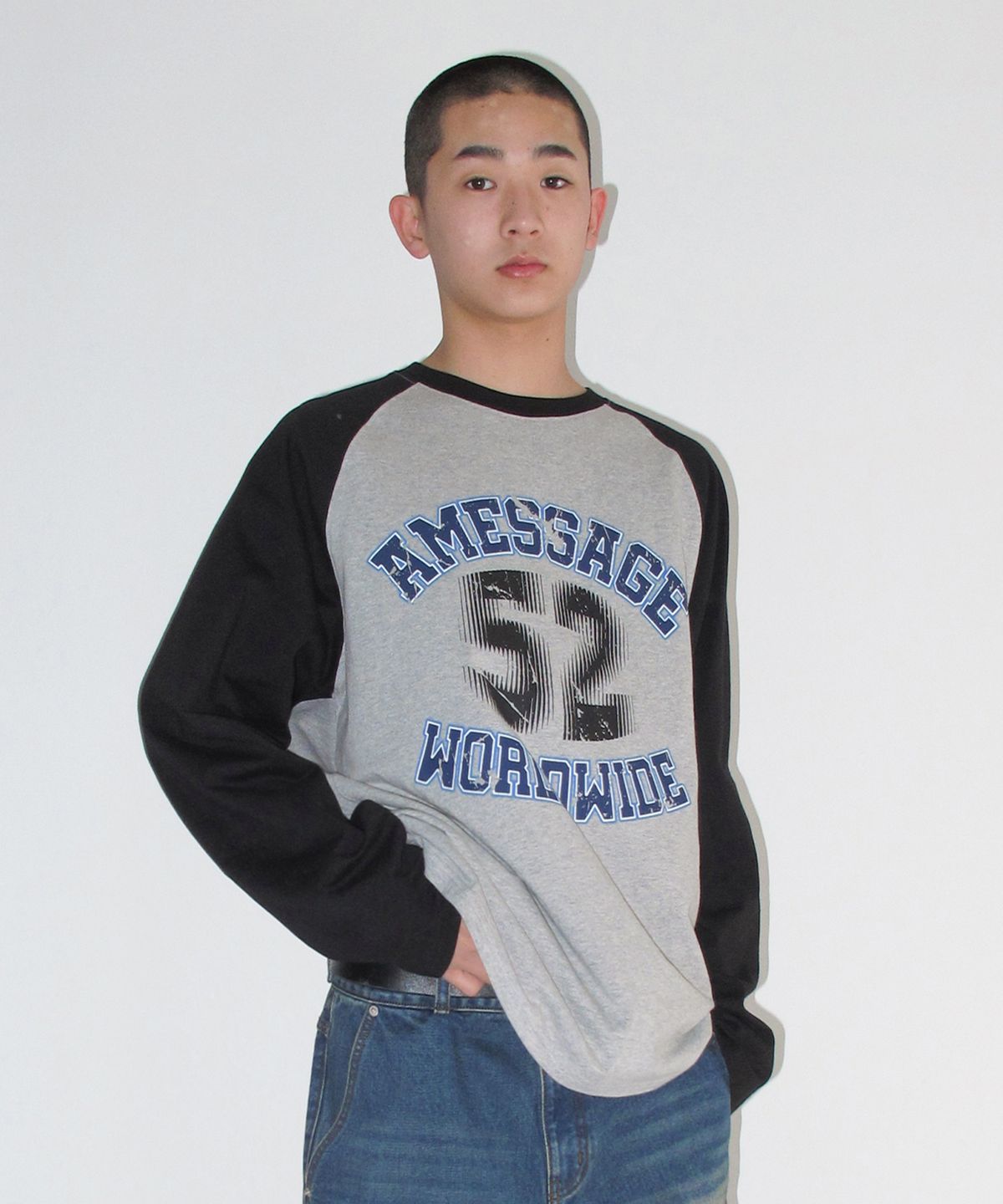 아메스 월드와이드(AMES-WORLDWIDE) VINTAGE 52 RAGLAN LS TEE BLACK