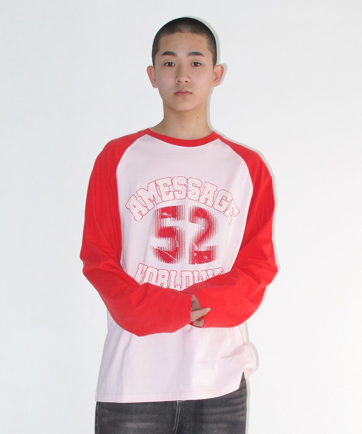 아메스 월드와이드(AMES-WORLDWIDE) VINTAGE 52 RAGLAN LS TEE RED