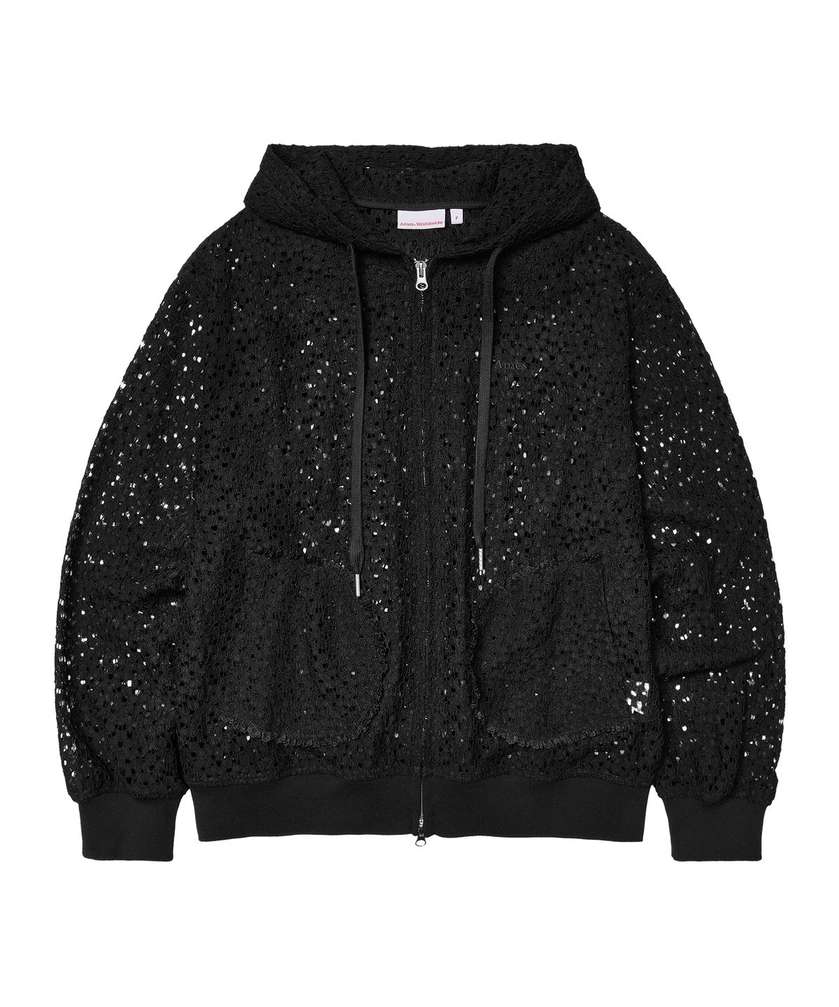 아메스 월드와이드(AMES-WORLDWIDE) LACE HOODIE ZIP-UP BLACK