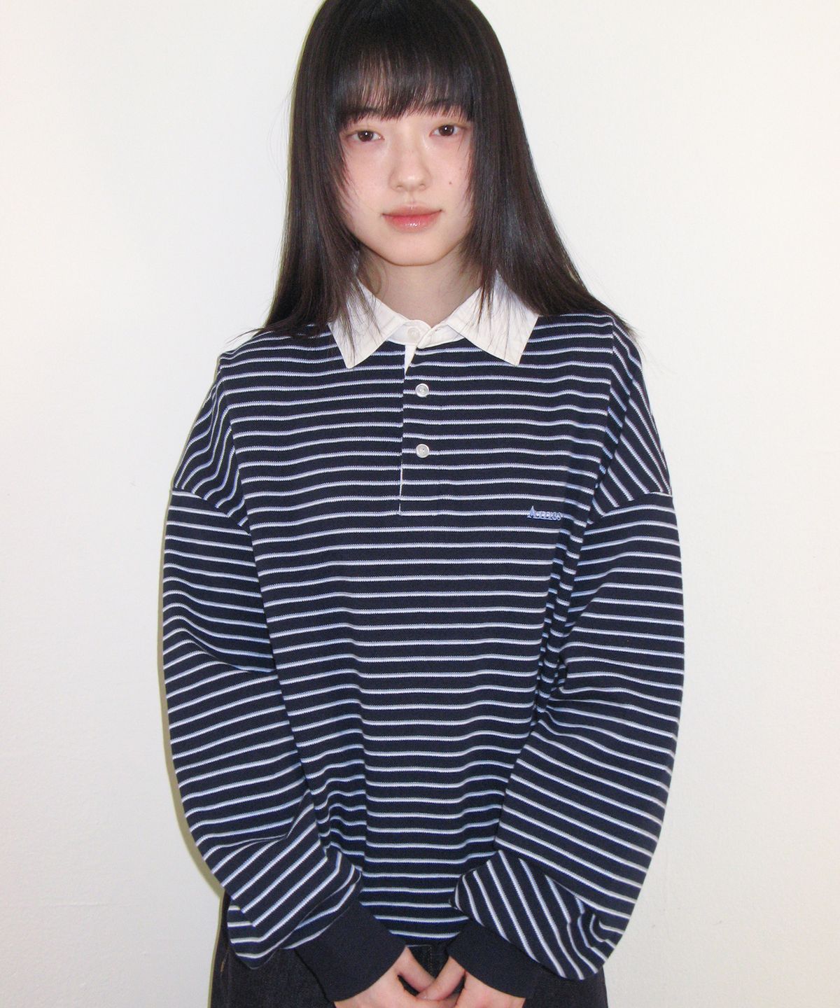 아메스 월드와이드(AMES-WORLDWIDE) RUGBY STRIPE SWEATSHIRT NAVY
