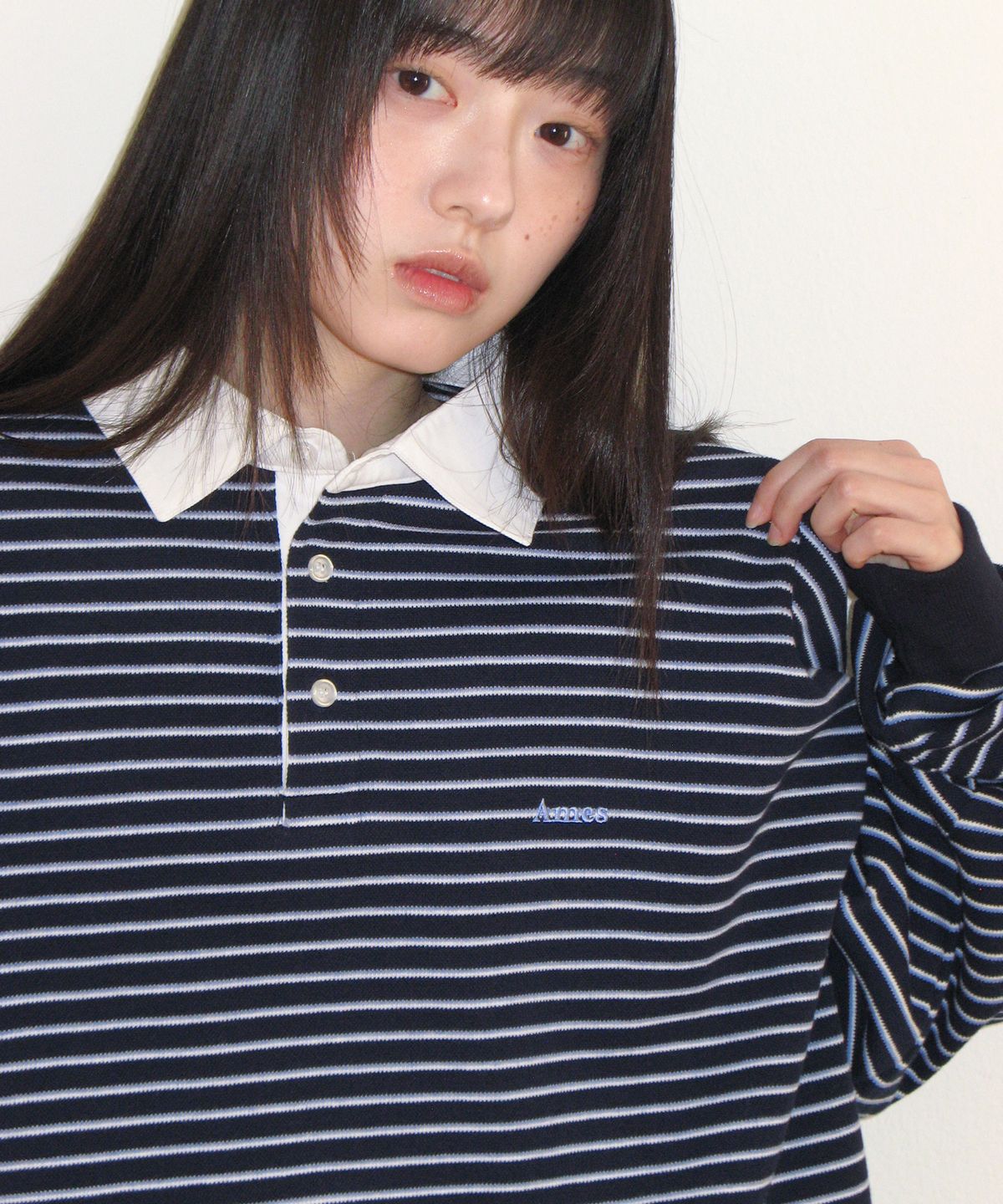 아메스 월드와이드(AMES-WORLDWIDE) RUGBY STRIPE SWEATSHIRT NAVY