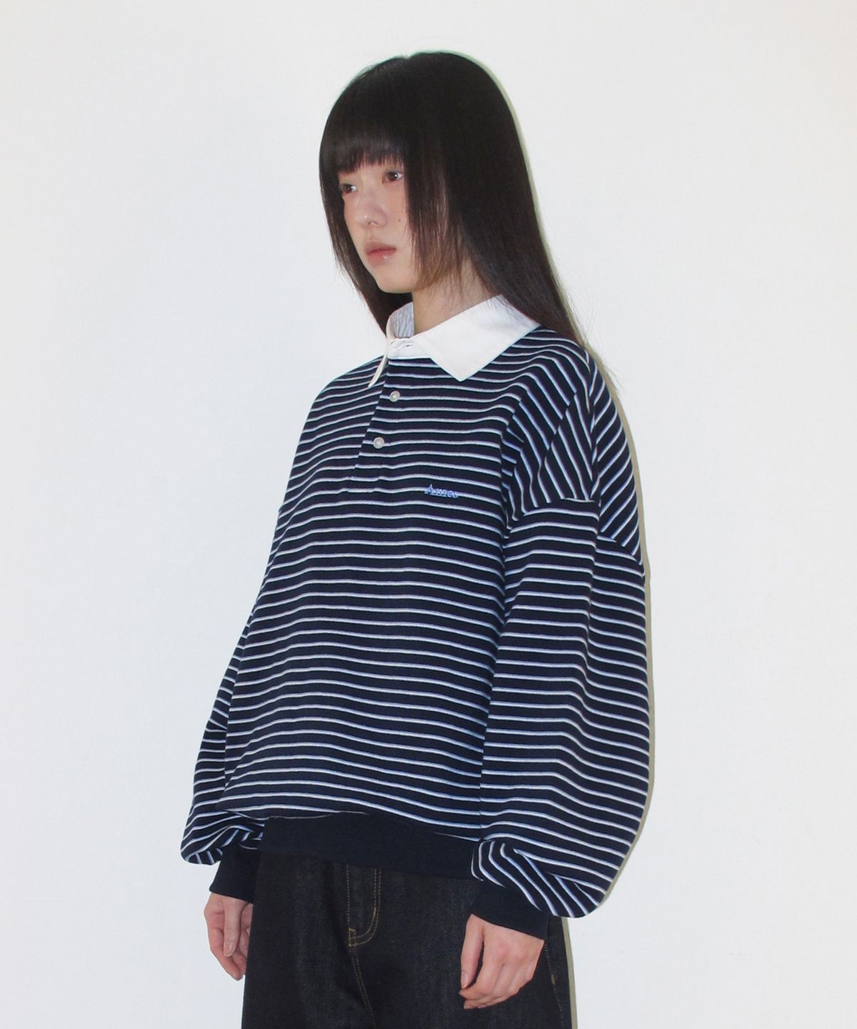 아메스 월드와이드(AMES-WORLDWIDE) RUGBY STRIPE SWEATSHIRT NAVY