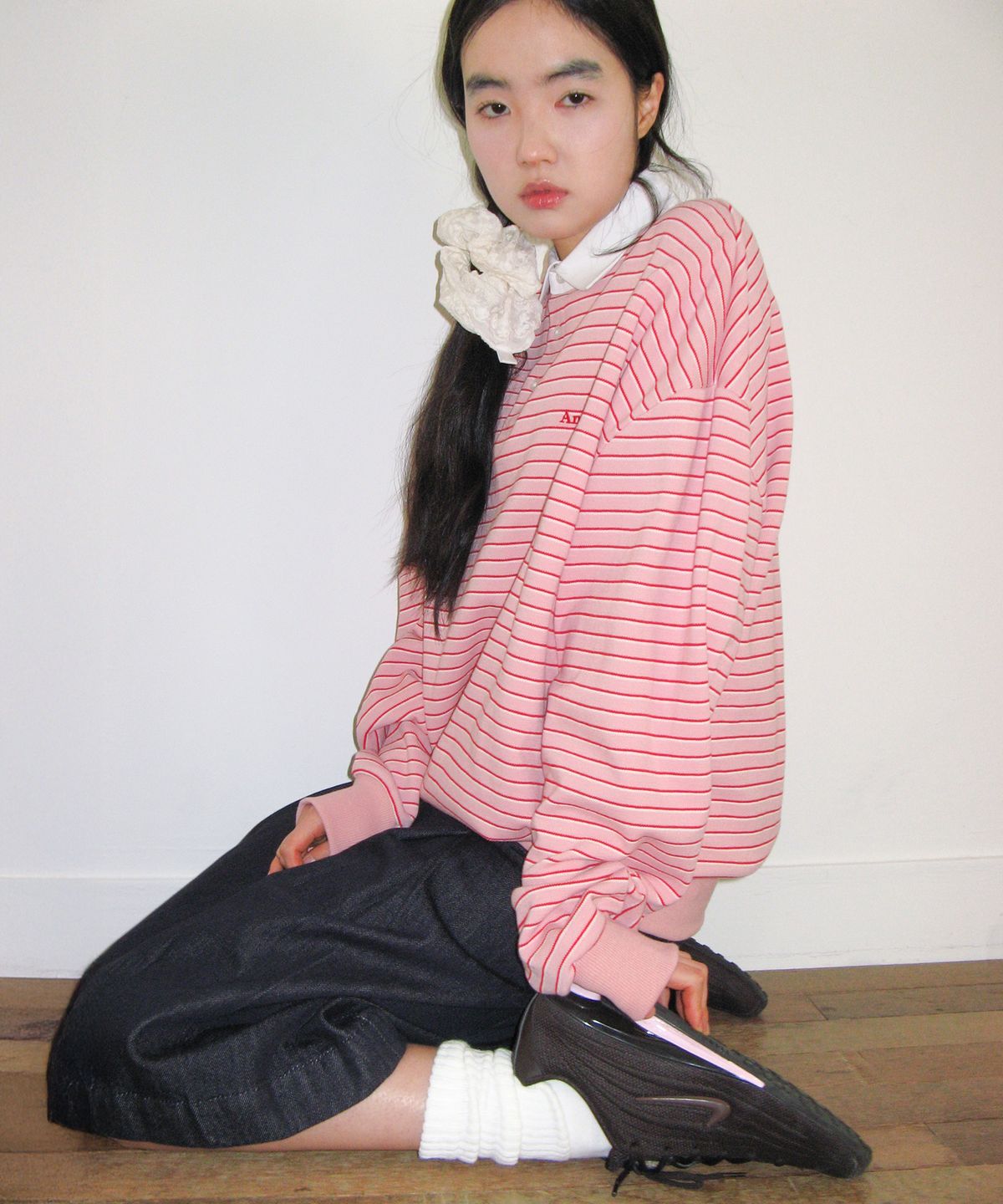 아메스 월드와이드(AMES-WORLDWIDE) RUGBY STRIPE SWEATSHIRT PINK
