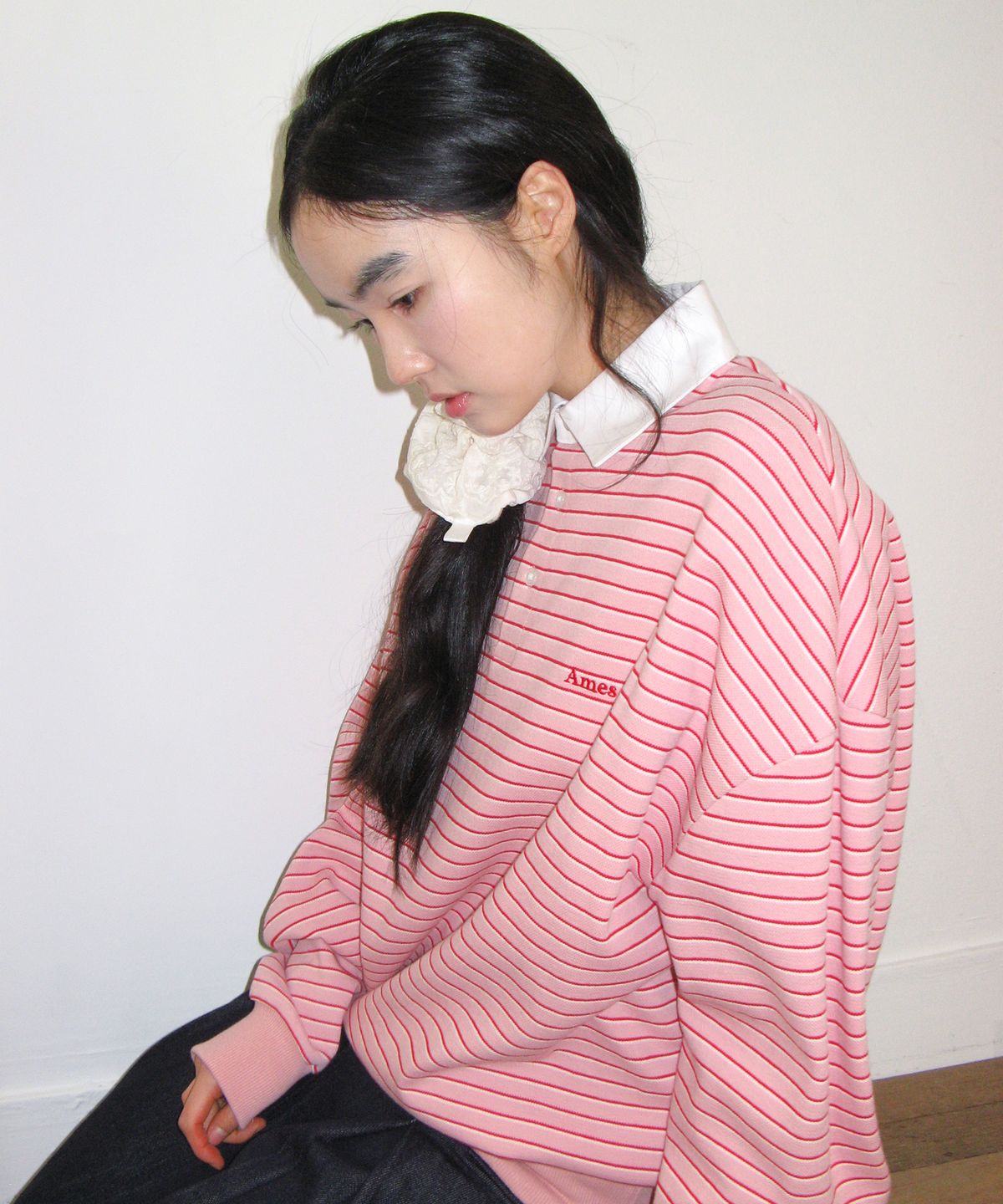 아메스 월드와이드(AMES-WORLDWIDE) RUGBY STRIPE SWEATSHIRT PINK