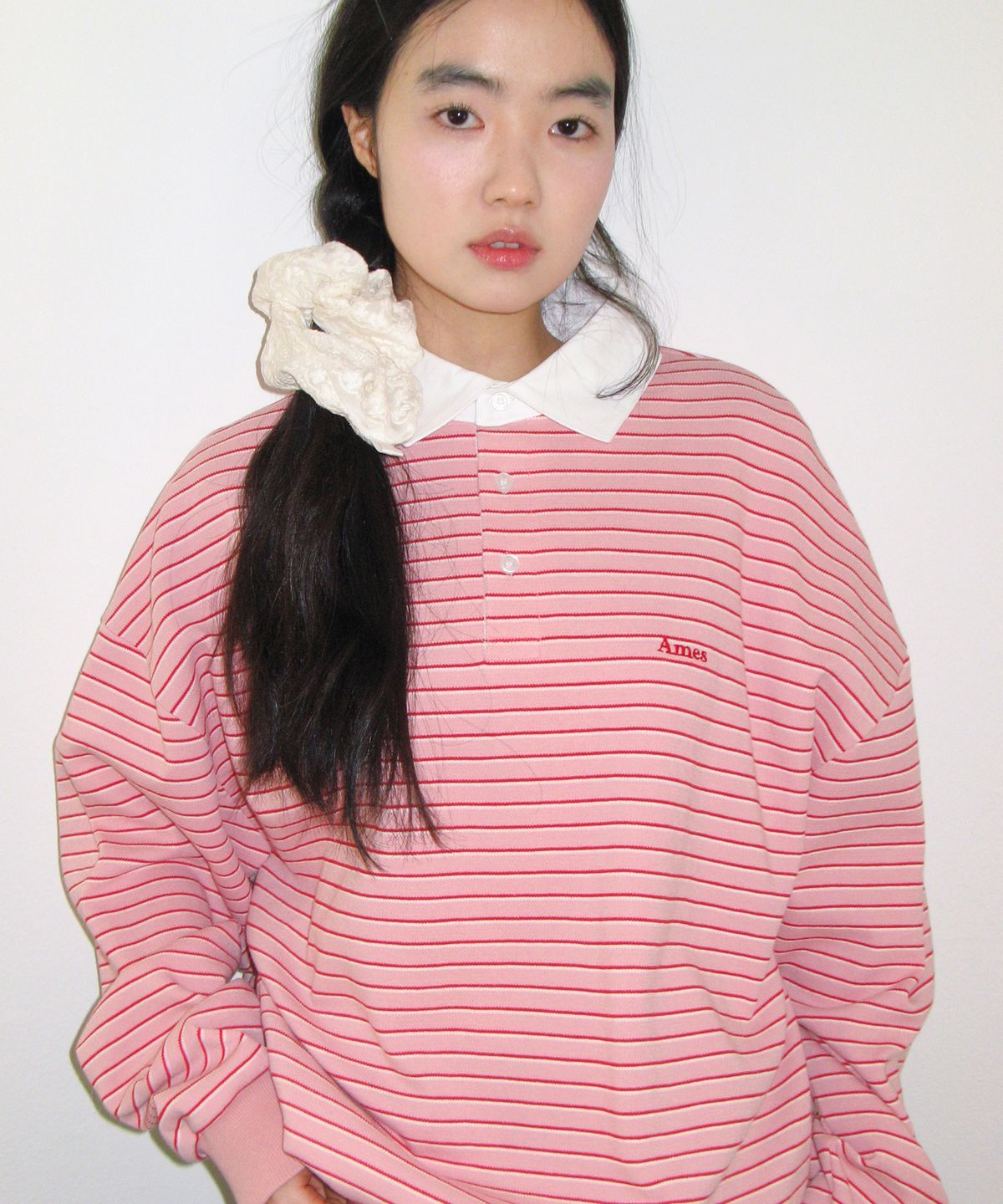 아메스 월드와이드(AMES-WORLDWIDE) RUGBY STRIPE SWEATSHIRT PINK