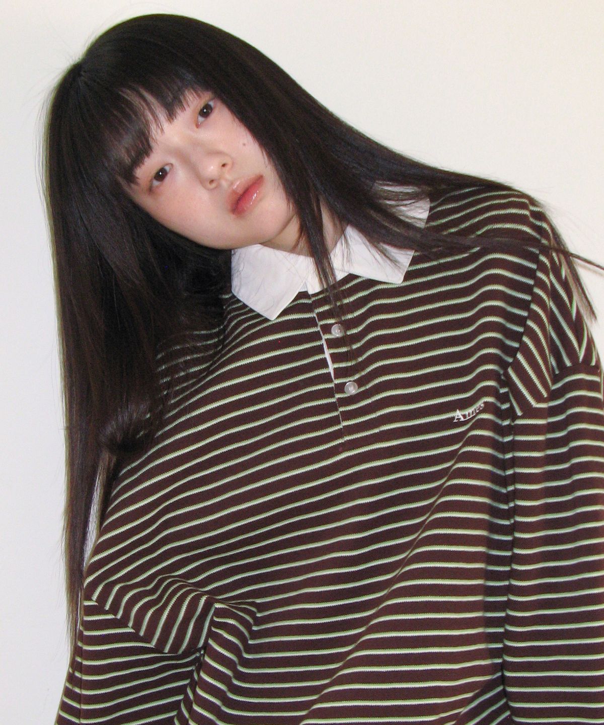 아메스 월드와이드(AMES-WORLDWIDE) RUGBY STRIPE SWEATSHIRT BROWN