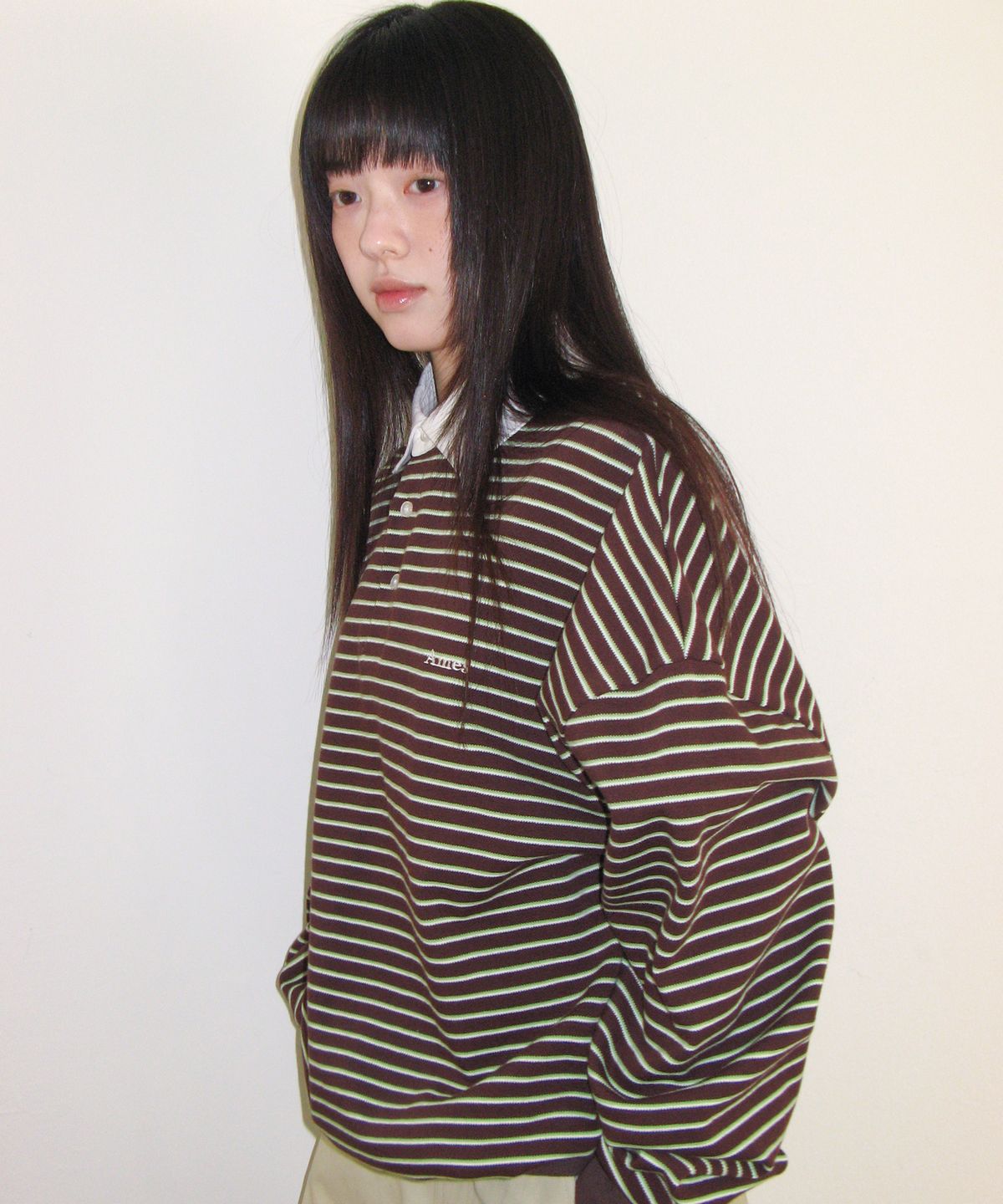 아메스 월드와이드(AMES-WORLDWIDE) RUGBY STRIPE SWEATSHIRT BROWN