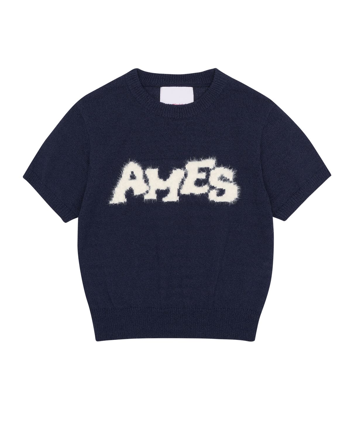 아메스 월드와이드(AMES-WORLDWIDE) HAIRY LOGO SHORT SLEEVE KNIT NAVY