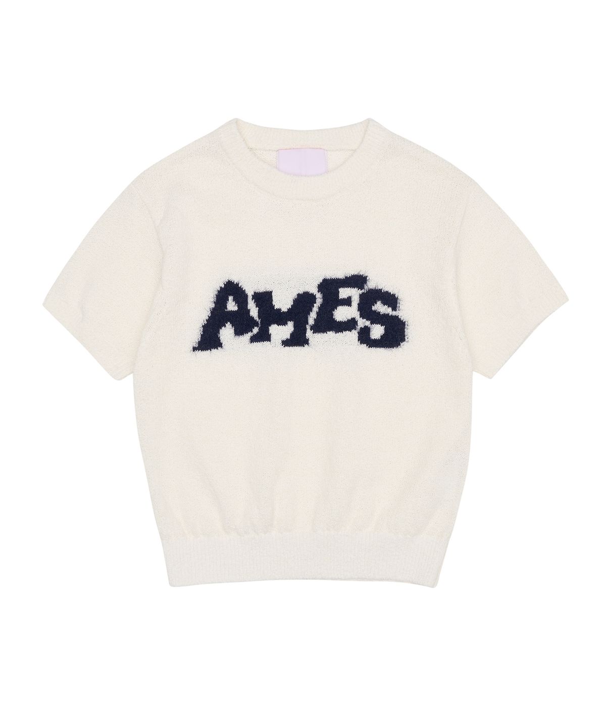 아메스 월드와이드(AMES-WORLDWIDE) HAIRY LOGO SHORT SLEEVE KNIT IVORY