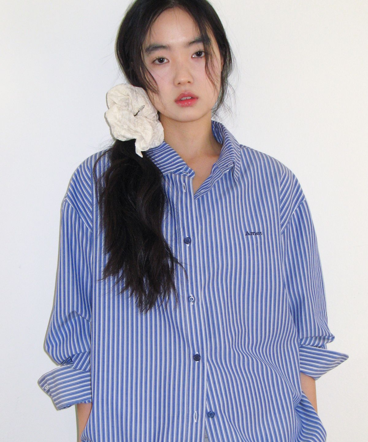 아메스 월드와이드(AMES-WORLDWIDE) OVER FIT STRIPE SHIRTS BLUE