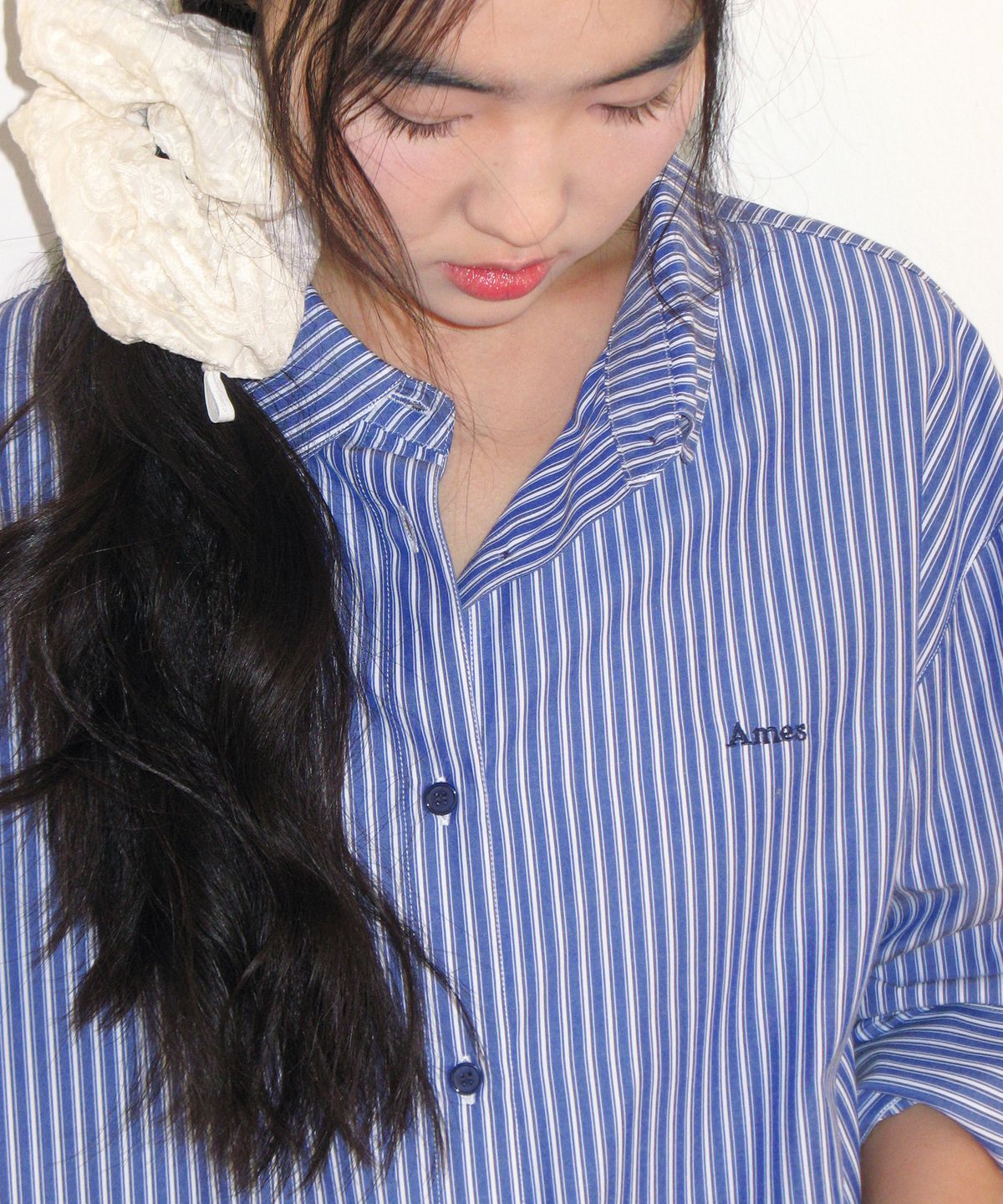 아메스 월드와이드(AMES-WORLDWIDE) OVER FIT STRIPE SHIRTS BLUE