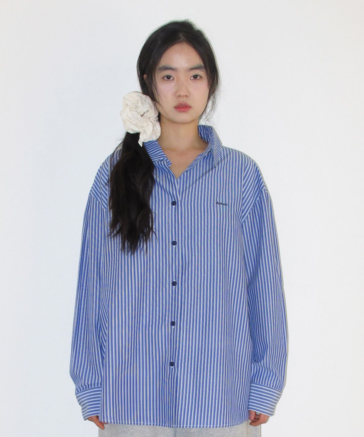 아메스 월드와이드(AMES-WORLDWIDE) OVER FIT STRIPE SHIRTS BLUE