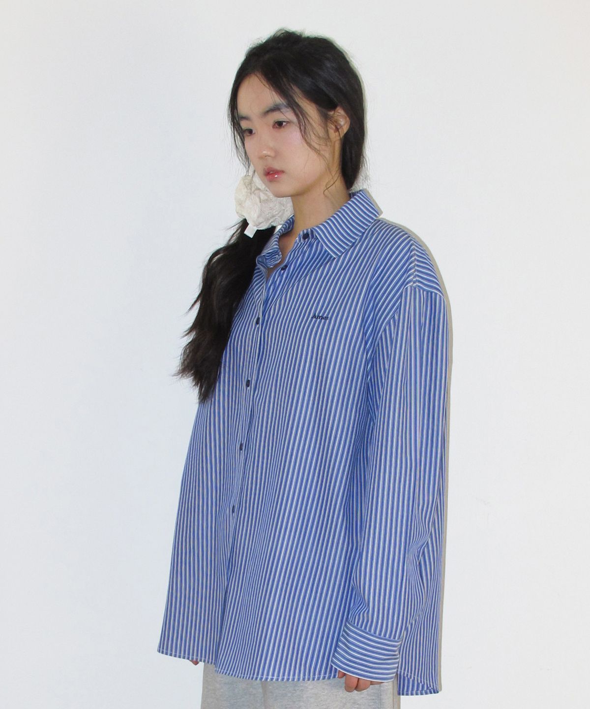 아메스 월드와이드(AMES-WORLDWIDE) OVER FIT STRIPE SHIRTS BLUE