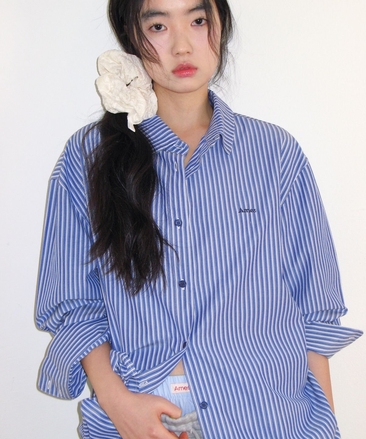 아메스 월드와이드(AMES-WORLDWIDE) OVER FIT STRIPE SHIRTS BLUE