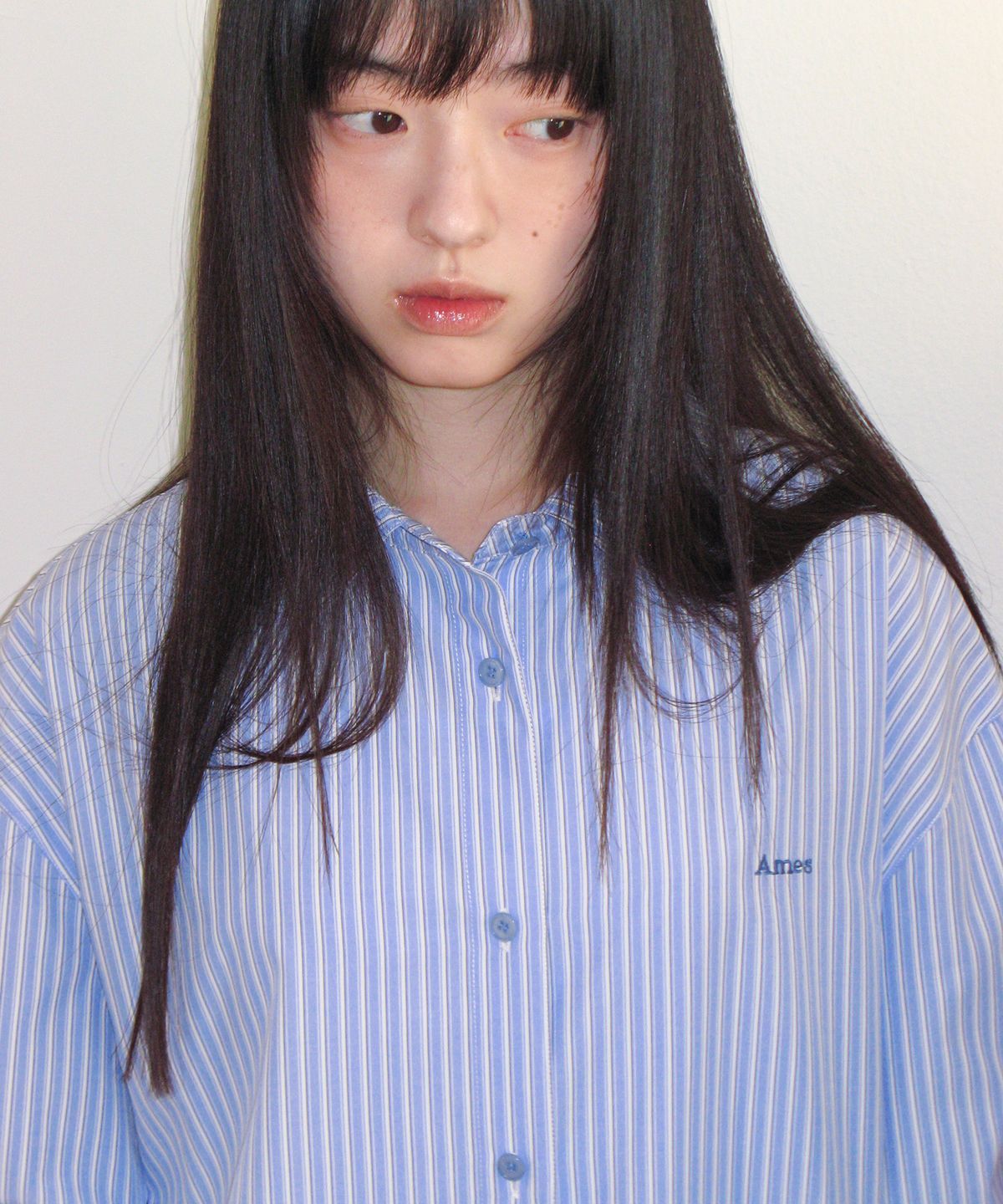 아메스 월드와이드(AMES-WORLDWIDE) OVER FIT STRIPE SHIRTS LIGHT BLUE