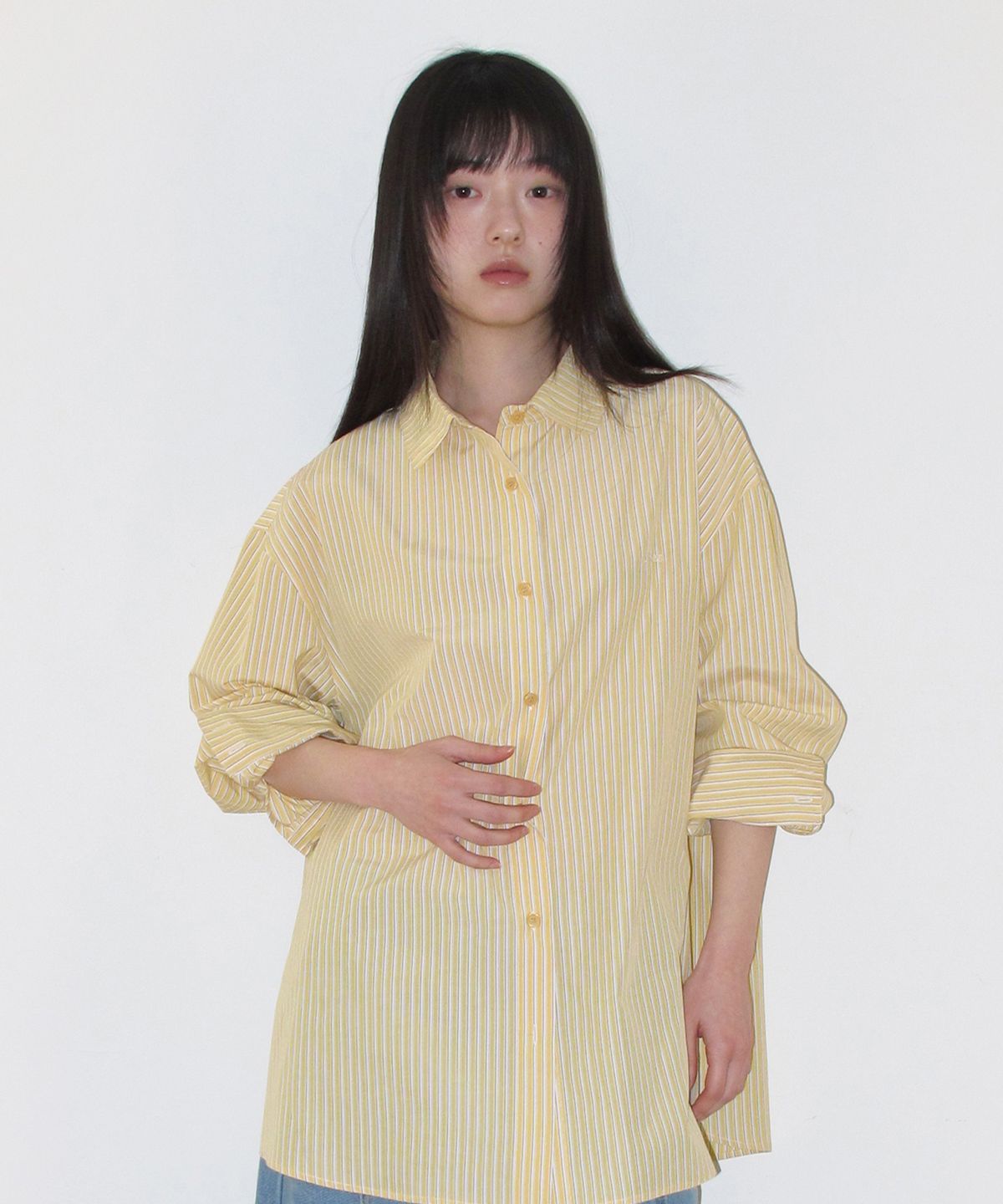 아메스 월드와이드(AMES-WORLDWIDE) OVER FIT STRIPE SHIRTS YELLOW