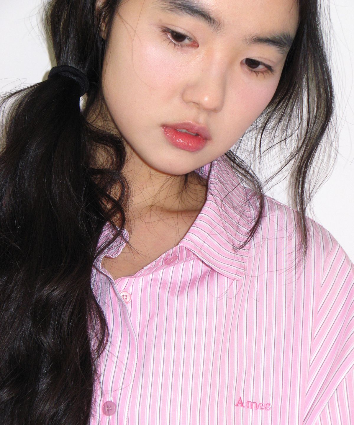 아메스 월드와이드(AMES-WORLDWIDE) OVER FIT STRIPE SHIRTS PINK