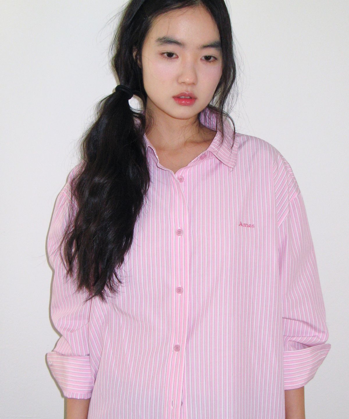 아메스 월드와이드(AMES-WORLDWIDE) OVER FIT STRIPE SHIRTS PINK
