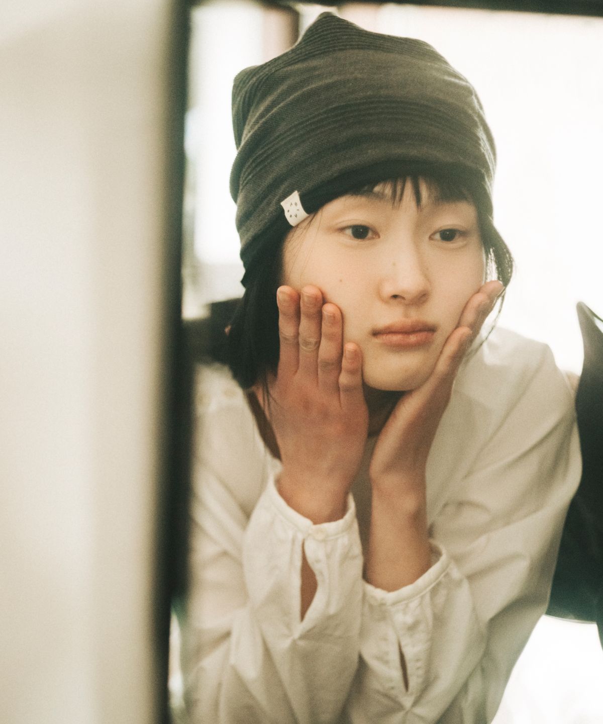 오헤시오(OHESHIO) REVERSIBLE LAYERED BEANIE, CHARCOAL