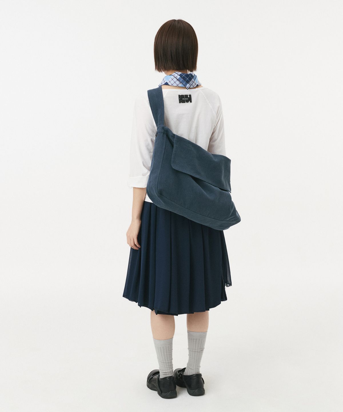 오헤시오(OHESHIO) VINTAGE COTTON LOGO MAIL BAG, NAVY