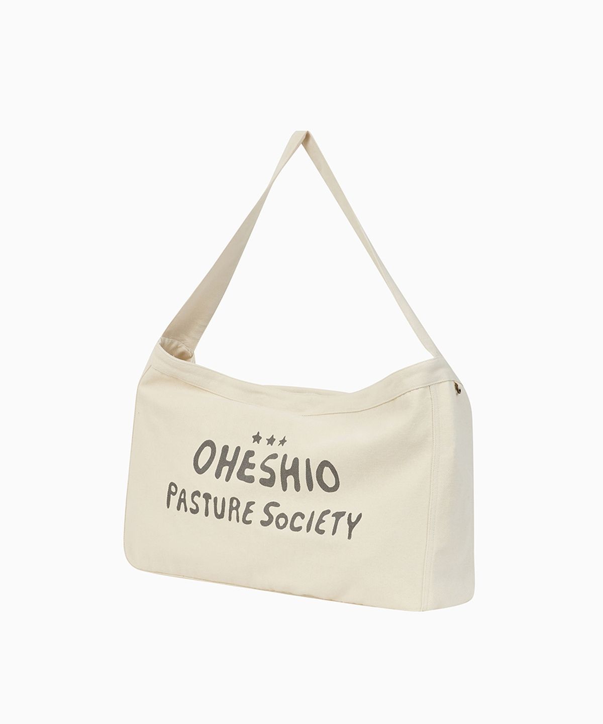 오헤시오(OHESHIO) VINTAGE COTTON LOGO MAIL BAG, CREAM