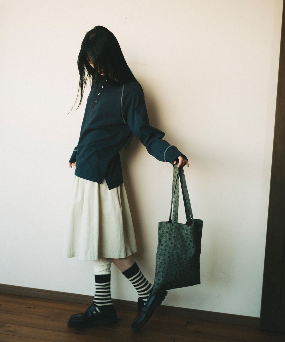 오헤시오(OHESHIO) FLORAL COTTON ECO BAG, BLUE