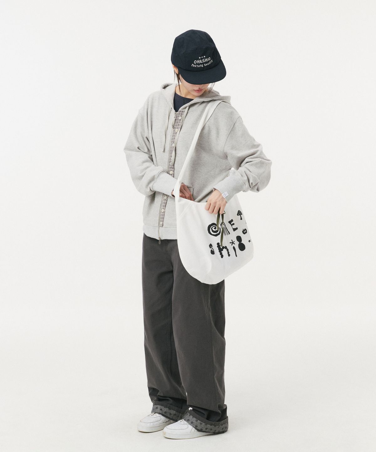 오헤시오(OHESHIO) LIGHT COTTON HOBO BAG, WHITE