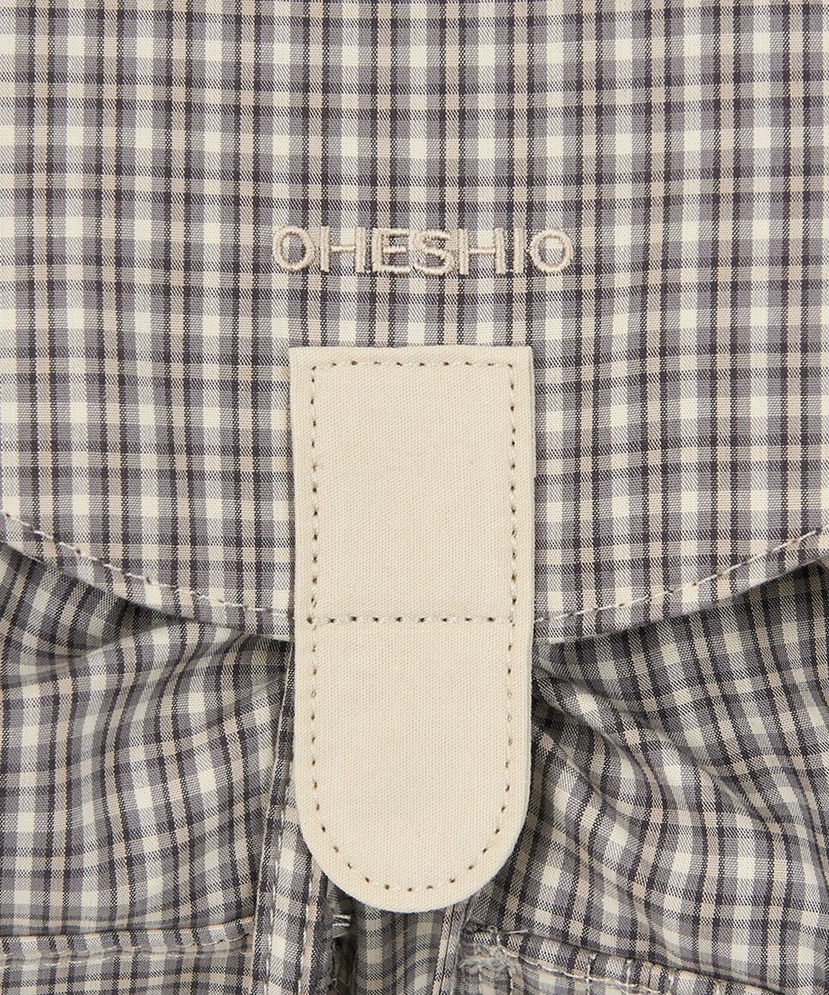 오헤시오(OHESHIO) DUAL POCKET BACKPACK, BEIGE CHECK