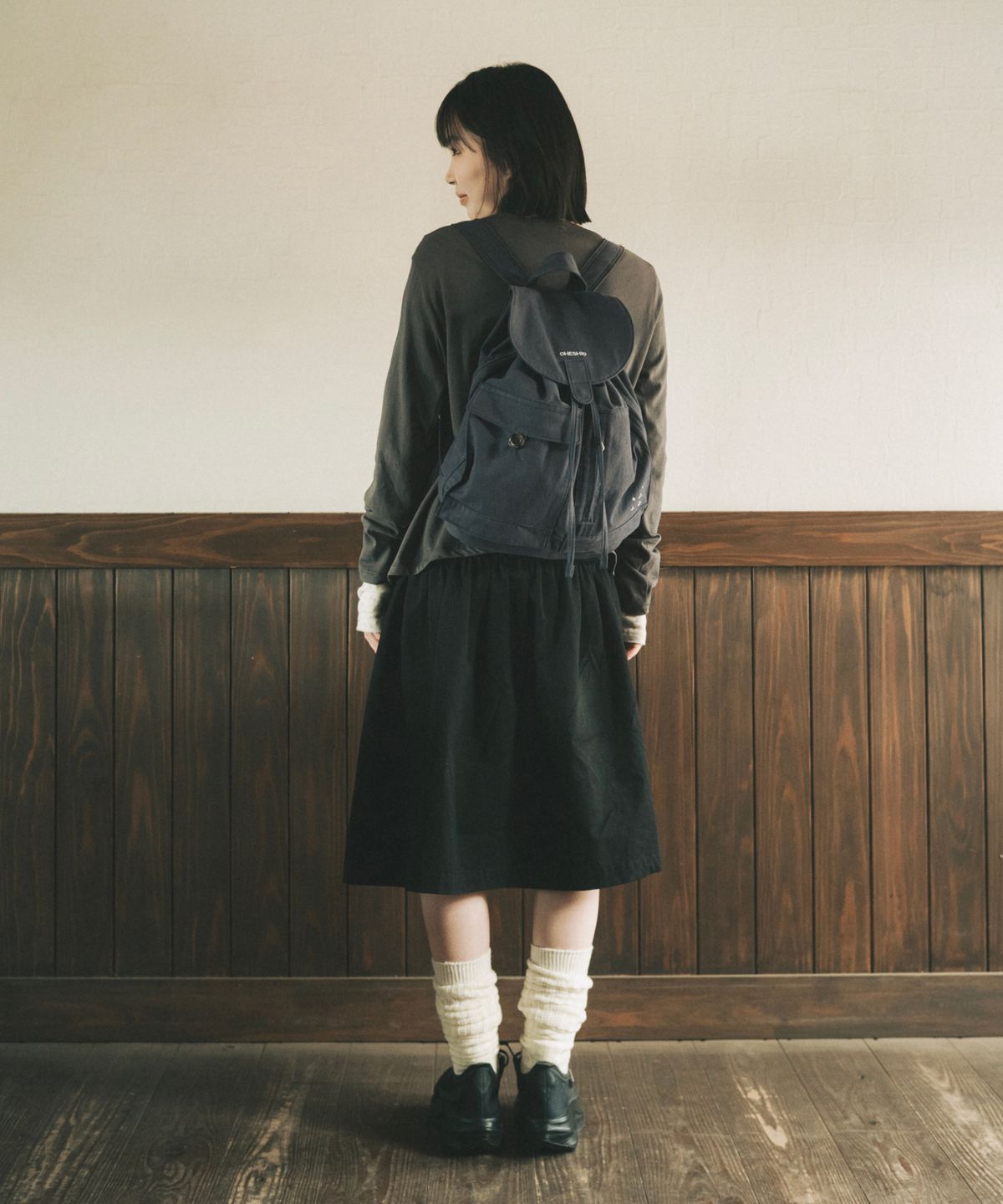 오헤시오(OHESHIO) DUAL POCKET BACKPACK, NAVY